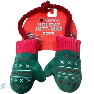 Holiday Mittens Dog Toy NWT Christmas Gift Puppy Squeaky Crinkle
